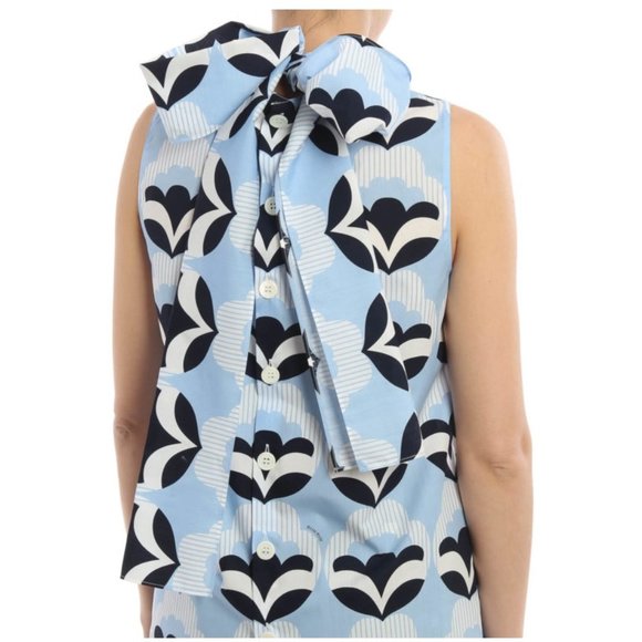 Miu Miu Pop-Print Bow-Back SS17 Runway Top / Size 36 / US 0 / Light Blue - Picture 5 of 15